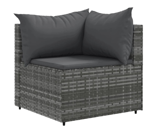 vidaXL 10-daļīgs dārza dīvāna komplekts ar matračiem, pelēks PE pinums