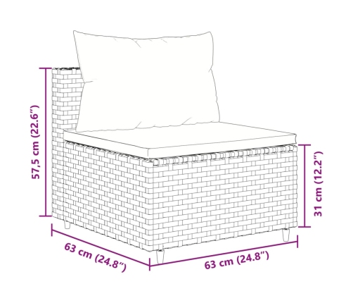 vidaXL 10-daļīgs dārza dīvāna komplekts ar matračiem, pelēks PE pinums