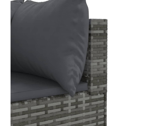 vidaXL 10-daļīgs dārza dīvāna komplekts ar matračiem, pelēks PE pinums