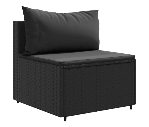 vidaXL 11-daļīgs dārza dīvāna komplekts, matrači, melna PE rotangpalma