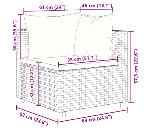 vidaXL 11-daļīgs dārza dīvāna komplekts, matrači, melna PE rotangpalma