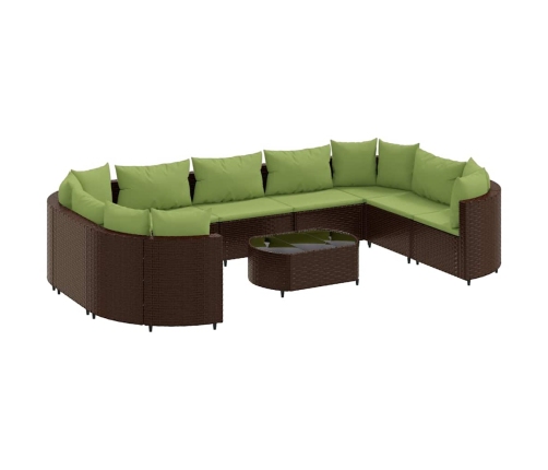 10-Daļīgs Dārza Dīvāna Komplekts, Matrači, Brūna Pe Rotangpalma Vidaxl