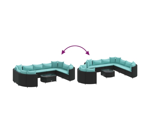 10-Daļīgs Dārza Dīvāna Komplekts, Matrači, Melna Pe Rotangpalma Vidaxl