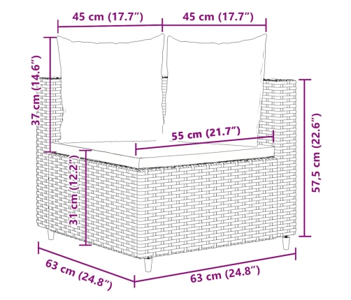 10-Daļīgs Dārza Dīvāna Komplekts, Matrači, Melna Pe Rotangpalma Vidaxl
