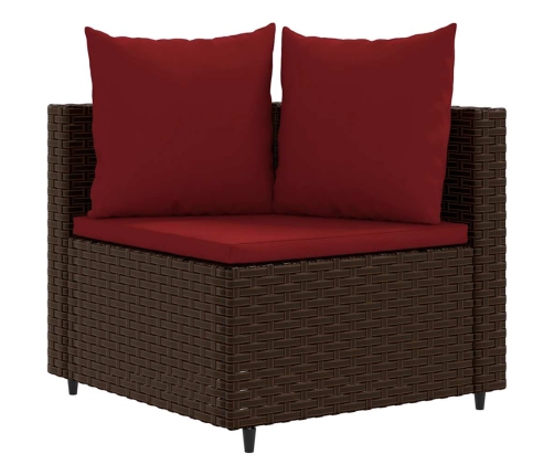 vidaXL 10-daļīgs dārza dīvāna komplekts, matrači, brūna PE rotangpalma