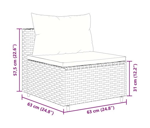 vidaXL 10-daļīgs dārza dīvāna komplekts, matrači, brūna PE rotangpalma