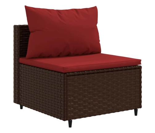 vidaXL 10-daļīgs dārza dīvāna komplekts, matrači, brūna PE rotangpalma