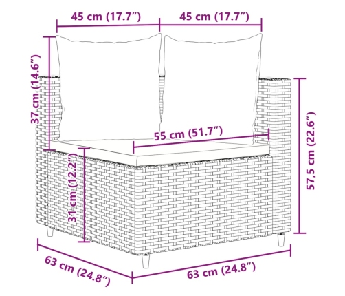 vidaXL 10-daļīgs dārza dīvāna komplekts, matrači, brūna PE rotangpalma