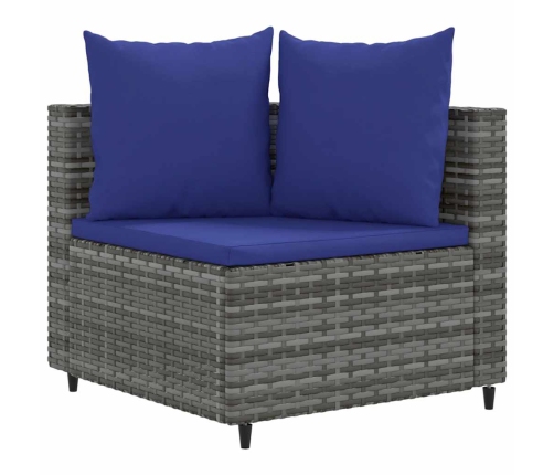 vidaXL 10-daļīgs dārza dīvāna komplekts ar matračiem, pelēks PE pinums