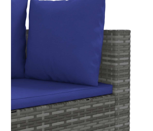 vidaXL 10-daļīgs dārza dīvāna komplekts ar matračiem, pelēks PE pinums