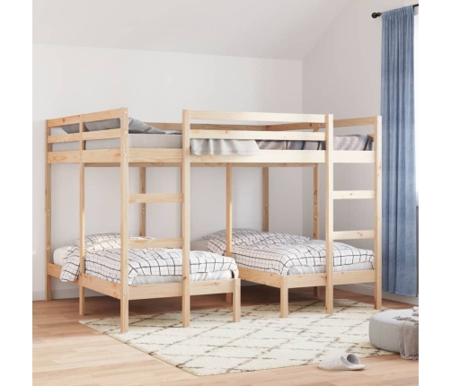 vidaXL trīsstāvu gulta, 160x200/80x160 cm, priedes masīvkoks