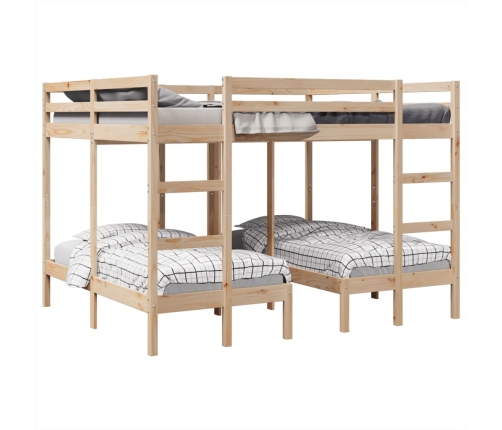 vidaXL trīsstāvu gulta, 160x200/80x160 cm, priedes masīvkoks