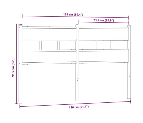 Galvgalis, Ozolkoka Krāsa, 150 Cm, Dzelzs Un Inženierijas Koks Vidaxl