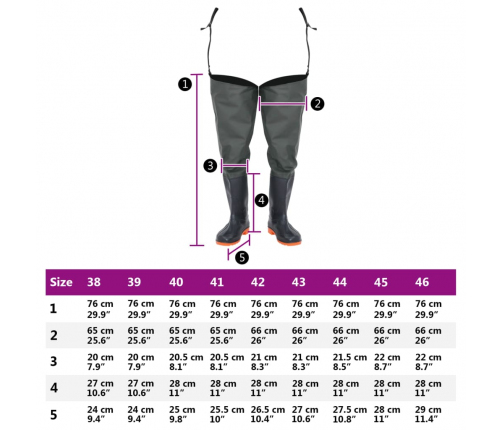 Zvejnieku Zābaki, Tumši Zaļi, 42. Izmērs Vidaxl