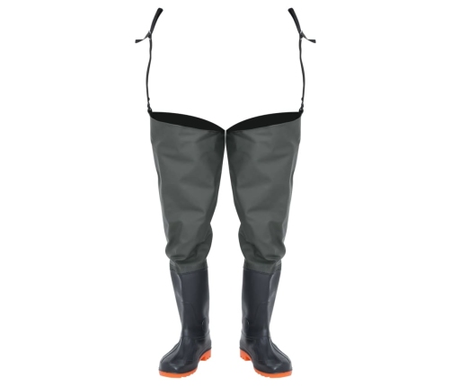 vidaXL zvejnieku zābaki, tumši zaļi, 43. izmērs