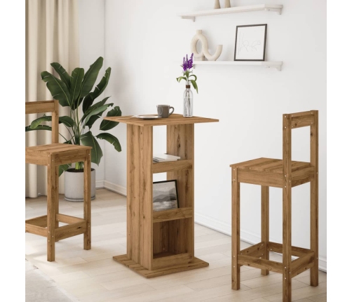 vidaXL bāra galds ar uzglabāšanu, 60x60x102 cm, inženierijas koks