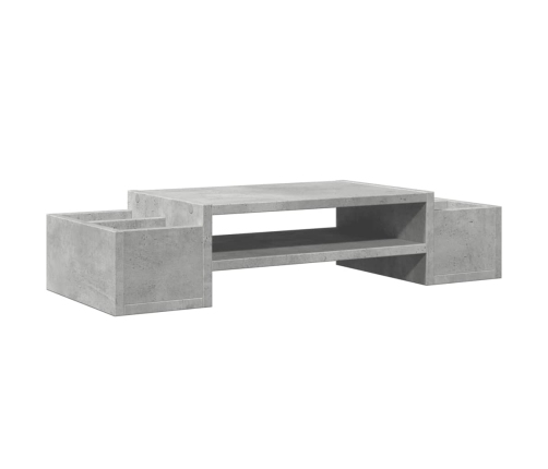 vidaXL monitora paliktnis ar plauktu, betona pelēks, 70x27x15 cm