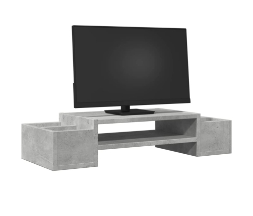 vidaXL monitora paliktnis ar plauktu, betona pelēks, 70x27x15 cm