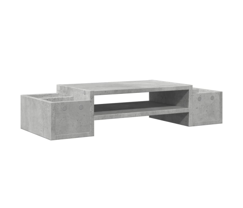 vidaXL monitora paliktnis ar plauktu, betona pelēks, 70x27x15 cm