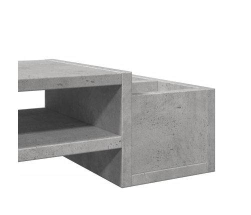 vidaXL monitora paliktnis ar plauktu, betona pelēks, 70x27x15 cm