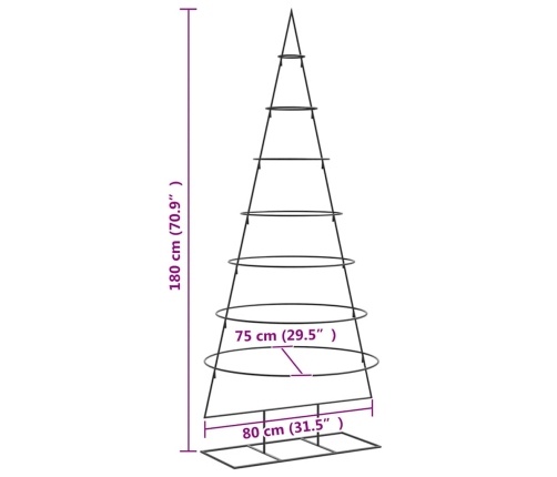 Ziemassvētku Eglīte, Metāls, Koka Pamatne, Melna, 180 Cm Vidaxl
