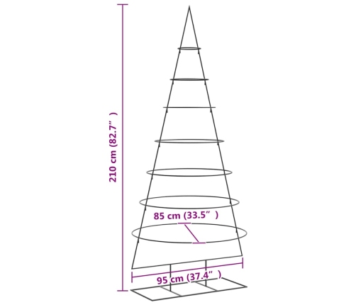 Ziemassvētku Eglīte, Metāls, Koka Pamatne, Melna, 210 Cm Vidaxl