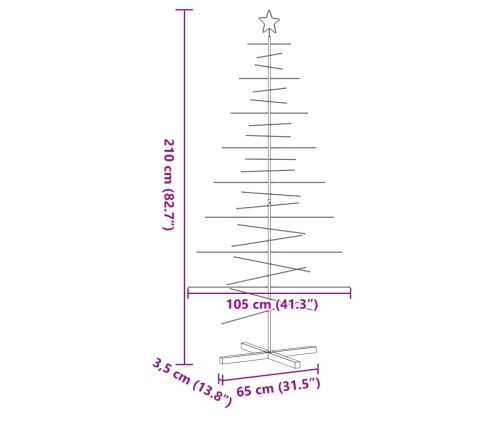 vidaXL Ziemassvētku eglīte, metāls, koka pamatne, melna, 210 cm