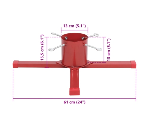 Ziemassvētku Egles Statīvs, Sarkans, 61X61X15,5 Cm Vidaxl