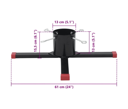 vidaXL Ziemassvētku egles statīvs, melns, 61x61x15,5 cm