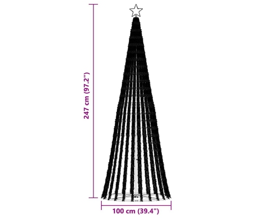 vidaXL Ziemassvētku eglītes gaismas konuss 475 LED auksti balts 247 cm