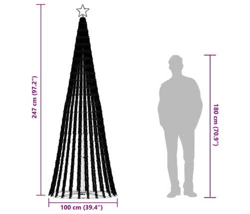 vidaXL Ziemassvētku eglītes gaismas konuss 475 LED auksti balts 247 cm