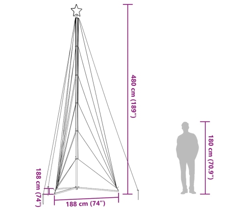 vidaXL Ziemassvētku eglītes gaismiņas, 861 LED, silti baltas, 480 cm