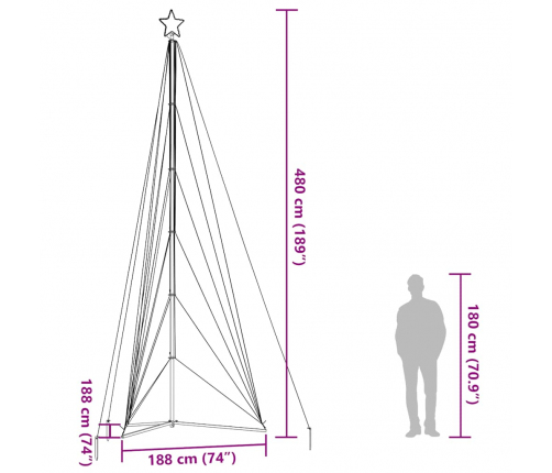 vidaXL Ziemassvētku eglītes gaisma 861 LED auksti balts 480 cm