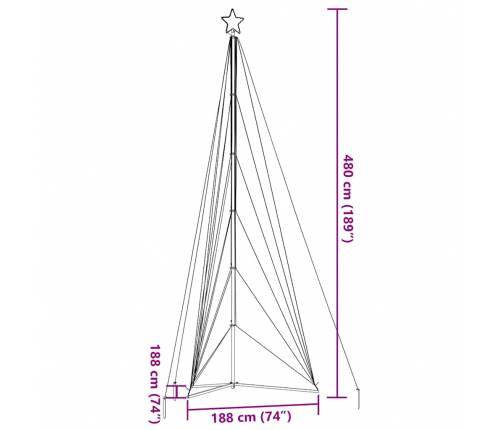 vidaXL Ziemassvētku eglītes gaismiņas, 861 LED, krāsainas, 480 cm