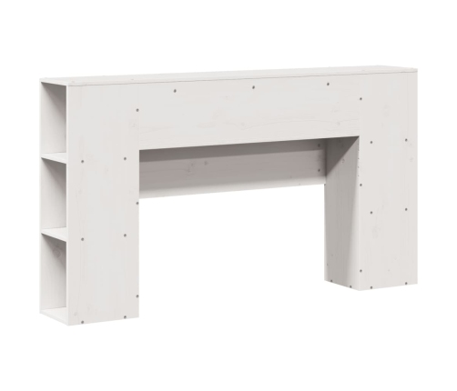 vidaXL galvgalis ar plauktiem, balts, 140 cm, priedes masīvkoks