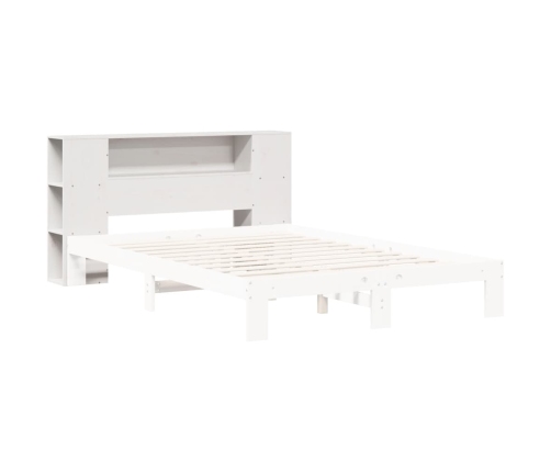 vidaXL galvgalis ar plauktiem, balts, 140 cm, priedes masīvkoks