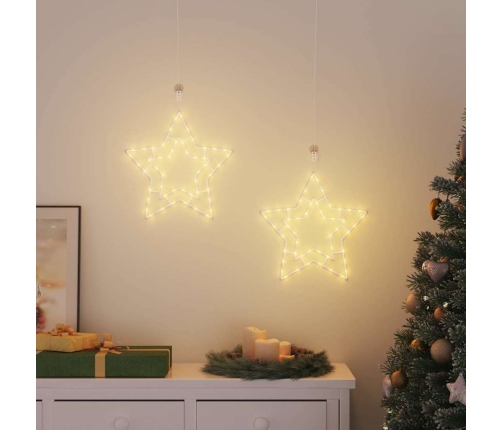 Ziemassvētku Lampiņas Star Silhouette 2 Gab 50 Led Silti Balts Vidaxl