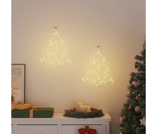 Ziemassvētku Lampiņas Ziemassvētku Eglītes Siluets 2 Gab 50 Led Vidaxl