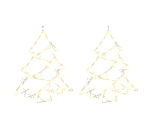 Ziemassvētku Lampiņas Ziemassvētku Eglītes Siluets 2 Gab 50 Led Vidaxl