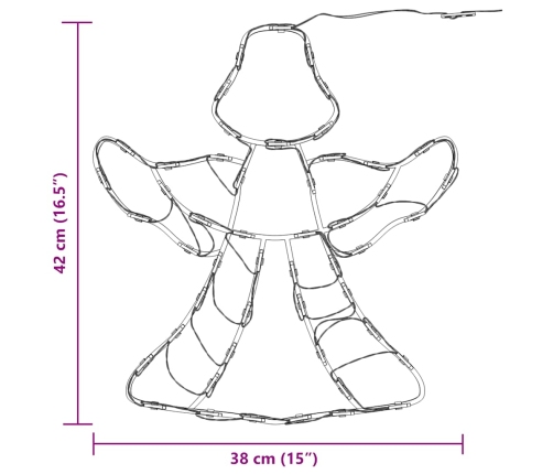 Ziemassvētku Lampiņas Eņģeļa Siluets 2 Gab. 50 Led Silti Balts Vidaxl