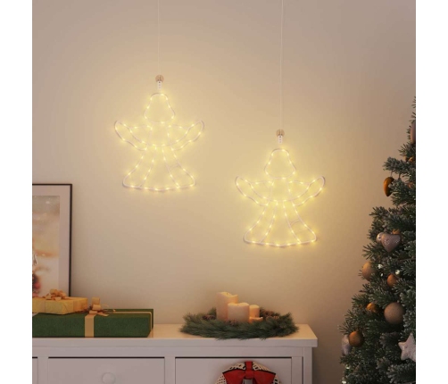Ziemassvētku Lampiņas Eņģeļa Siluets 2 Gab. 50 Led Silti Balts Vidaxl