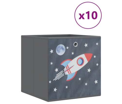 Salokāmas Uzglabāšanas Kastes 10 Gab 32X32X32 Cm Neausts Audums Vidaxl