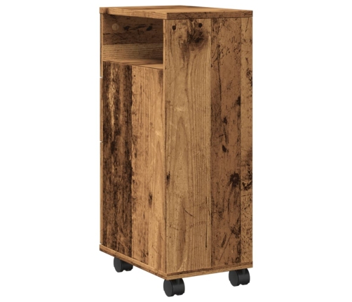 Šaurs Vannasistabas Skapis Ar Riteņiem, Veca Koka Krāsā Vidaxl