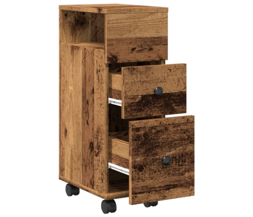 Šaurs Vannasistabas Skapis Ar Riteņiem, Veca Koka Krāsā Vidaxl