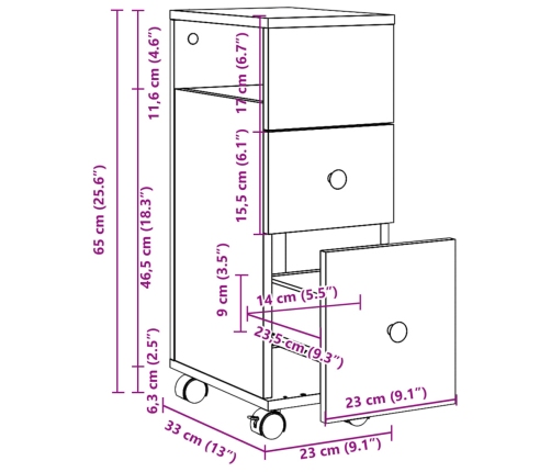 Šaurs Vannasistabas Skapis Ar Riteņiem, Veca Koka Krāsā Vidaxl