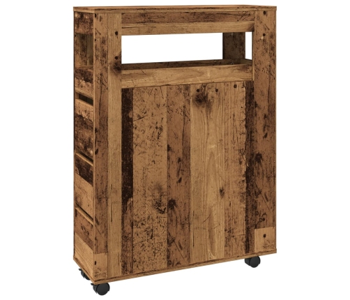 vidaXL šaurs vannasistabas skapis ar riteņiem, veca koka krāsā