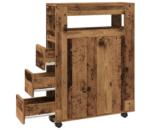 vidaXL šaurs vannasistabas skapis ar riteņiem, veca koka krāsā