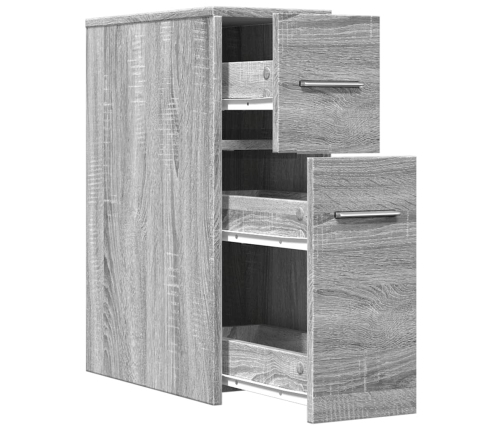 vidaXL šaurs vannasistabas skapis ar riteņiem, pelēka ozola krāsa