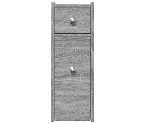 Šaurs Vannasistabas Skapis Ar Riteņiem, Pelēka Ozola Krāsa Vidaxl