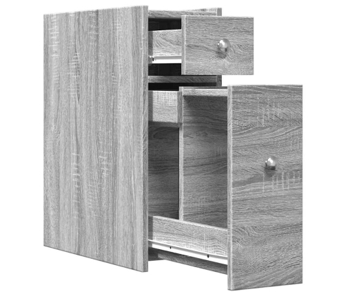 Šaurs Vannasistabas Skapis Ar Riteņiem, Pelēka Ozola Krāsa Vidaxl